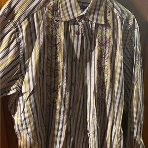Robert Graham Striped Shirt with Embroidery
